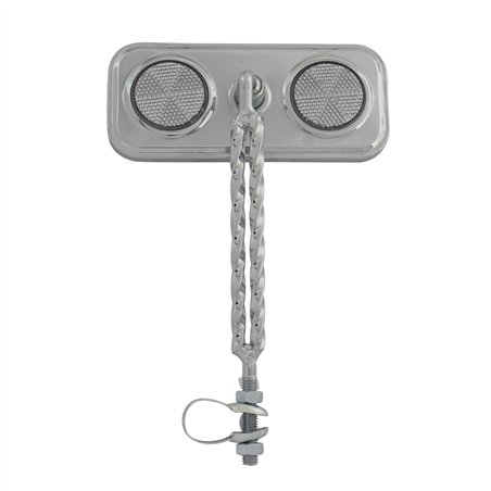 Mirror Rectangle Double Square Twisted Chrome/Clear Reflectors