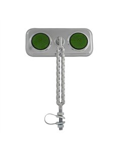 Mirror Rectangle Double Square Twisted Chrome/Green Reflectors