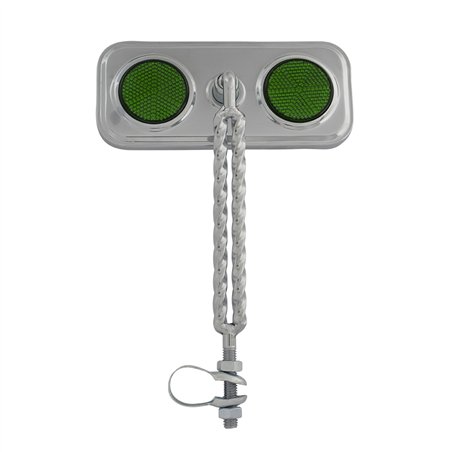Mirror Rectangle Double Square Twisted Chrome/Green Reflectors