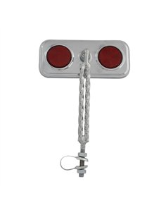 Mirror Rectangle Double Square Twisted Chrome/Red Reflectors