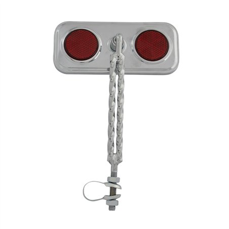 Mirror Rectangle Double Square Twisted Chrome/Red Reflectors