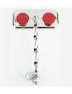 Mirror Rectangle Flat Twisted Chrome/Red Reflectors