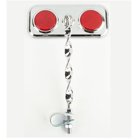 Mirror Rectangle Flat Twisted Chrome/Red Reflectors