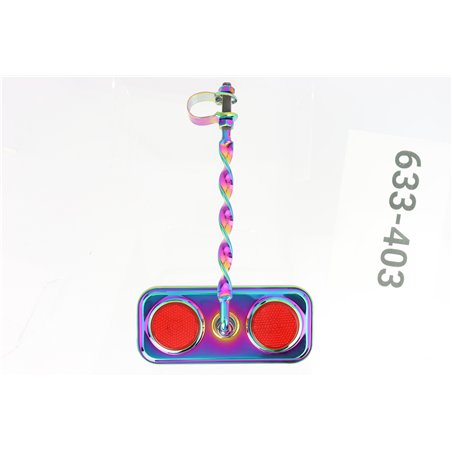 Mirror Rectangle Flat Twisted Neo Chrome/Red Reflectors