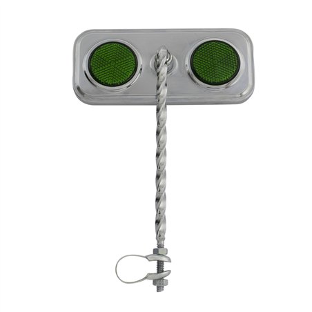 Mirror Rectangle Square Twisted Chrome/Green Reflectors