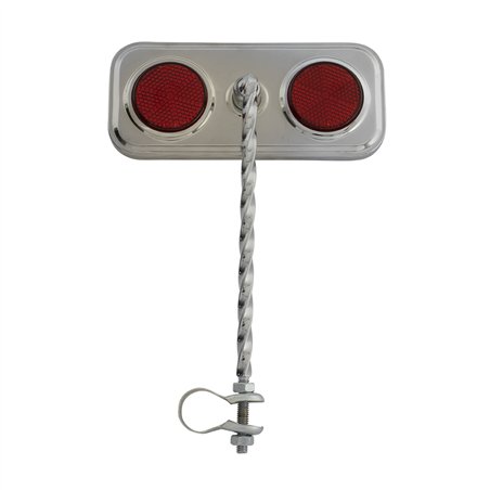 Mirror Rectangle Square Twisted Chrome/Red Reflectors
