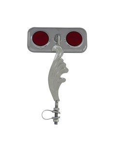 Mirror Rectangle Wing Chrome/Red Reflectors Left