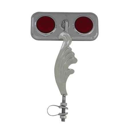 Mirror Rectangle Wing Chrome/Red Reflectors Left