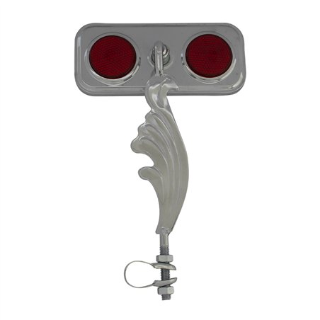Mirror Rectangle Wing Chrome/Red Reflectors Right
