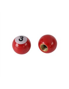 Valve Caps 3 Ball Plastic Red