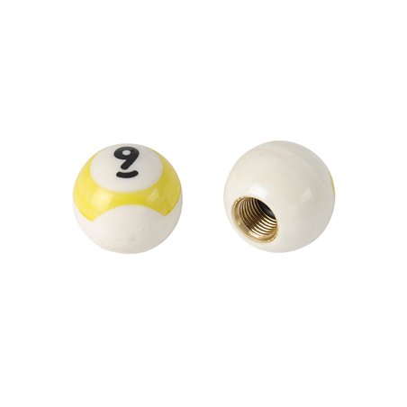 Valve Caps 9 Ball Plastic White/Yellow