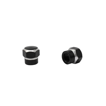 Valve Caps Hex Two Tone Black