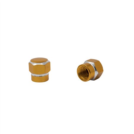Valve Caps Hex Two Tone Gold