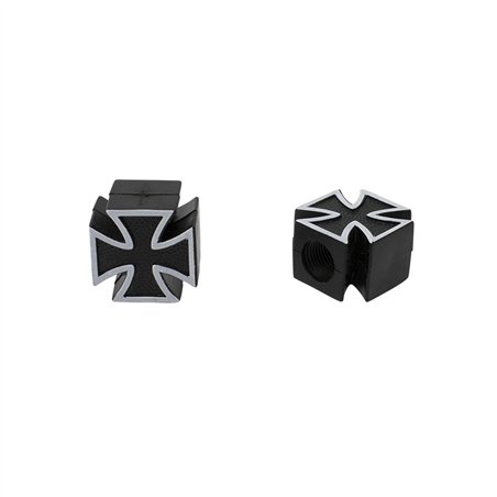 Valve Caps Iron Cross Black