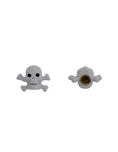 Valve Caps Skull & Bones White