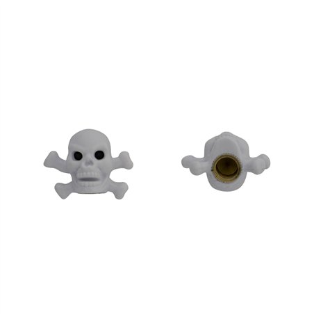 Valve Caps Skull & Bones White
