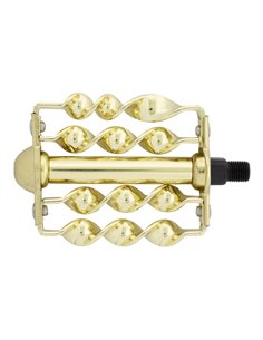Lowrider Bike Pedals Double Flat Twisted 1/2" Gold