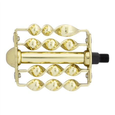 Lowrider Bike Pedals Double Flat Twisted 1/2" Gold