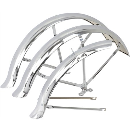24" Trike Fender Set Flared Hollow Hub 68mm Chrome