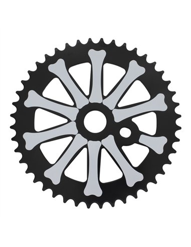 Chainring 44T Bones 1/2 x 1/8 Steel Black/White
