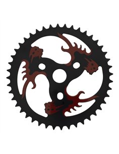 Chainring 44T Flaming Skulls 1/2 x 1/8 Steel Black/Red