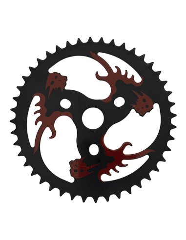 Chainring 44T Flaming Skulls 1/2 x 1/8 Steel Black/Red