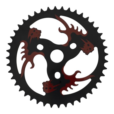 Chainring 44T Flaming Skulls 1/2 x 1/8 Steel Black/Red