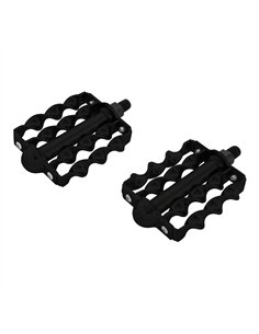 Lowrider Bike Pedals Double Flat Twisted 1/2" Black