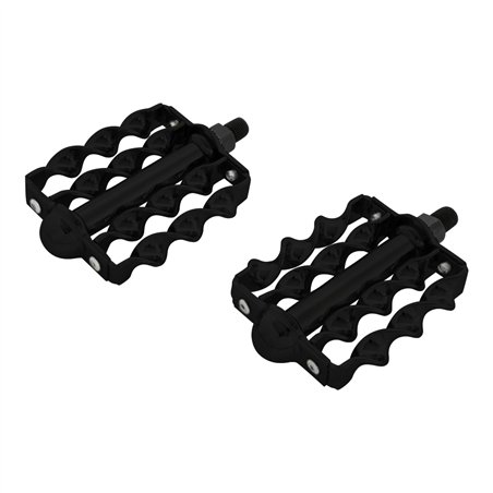 Lowrider Bike Pedals Double Flat Twisted 1/2" Black