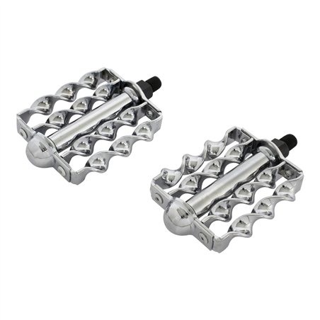 Lowrider Bike Pedals Double Flat Twisted 1/2" Chrome