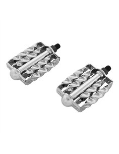 Lowrider Bike Pedals Double Square Twisted 1/2" Chrome