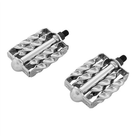 Lowrider Bike Pedals Double Square Twisted 1/2" Chrome