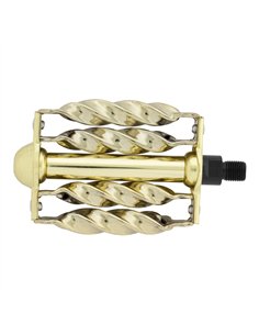 Lowrider Bike Pedals Double Square Twisted 1/2" Gold