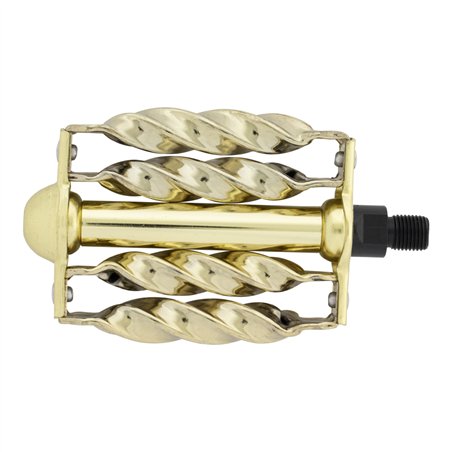 Lowrider Bike Pedals Double Square Twisted 1/2" Gold