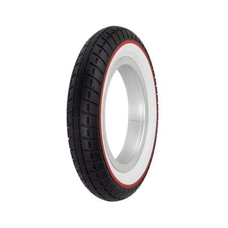 Tire 10" x 2.0" P-1237 Black/White Sidewall W/Red Line
