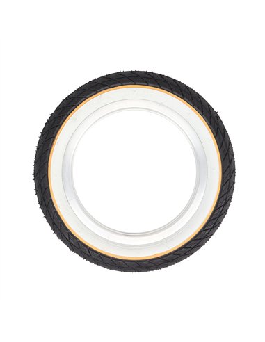 Tire 12-1/2" x 2-1/4" P-1193 Black/White Sidewall w/Yellow Line