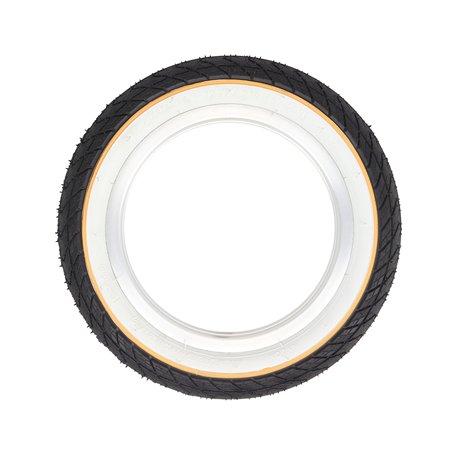 Tire 12-1/2" x 2-1/4" P-1193 Black/White Sidewall w/Yellow Line