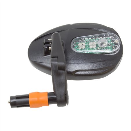 Mirror 3D Bar End Mount w/LED Flashing Light Black 2200SSAF