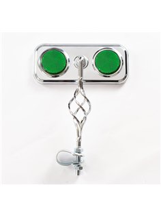 Mirror Rectangle Cage Chrome/Green Reflectors