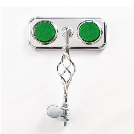 Mirror Rectangle Cage Chrome/Green Reflectors